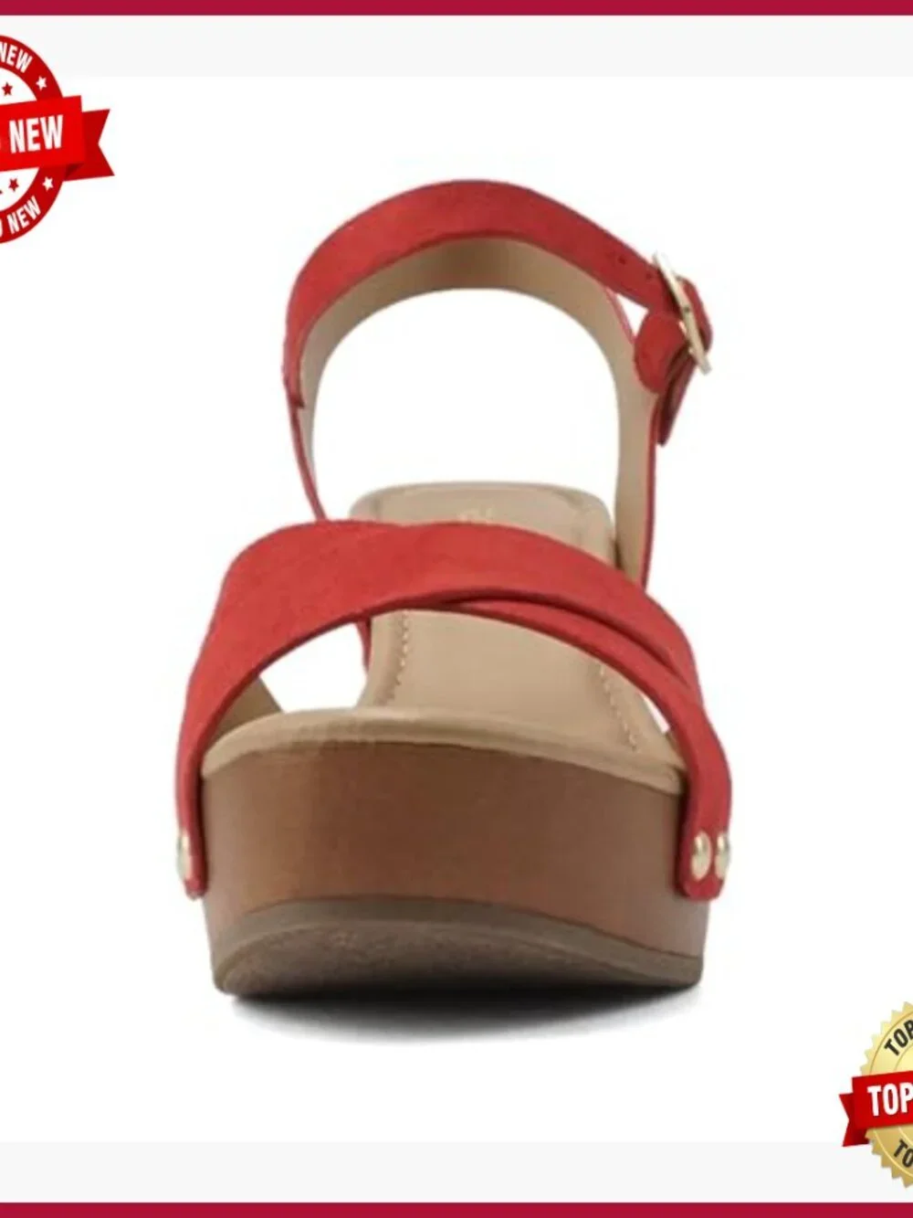 Chunky Platform Block Heel Sandals with Ankle Strap and Studs